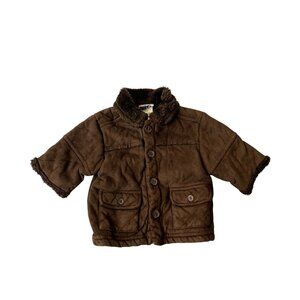 Boyz wear Nannette Boys Infant Baby Size 12 months Brown Faux Suede Winter Coat